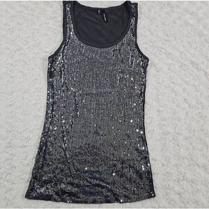 Women's Size Small Maurices Sequin Tank Top Gray Silver Festive Party Romantic